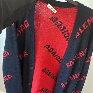 Balenciaga Red and Black Cardigan